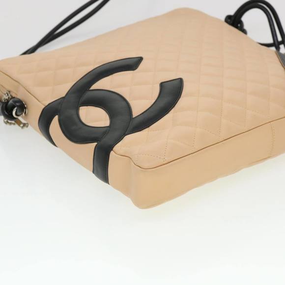 CHANEL Cambon Line Shoulder Bag Caviar Skin Beige CC Auth am4027 - Picture 14 of 16